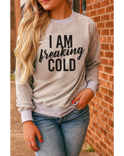 Azura Exchange Breaking COLD Letter Print Sweatshirt - M