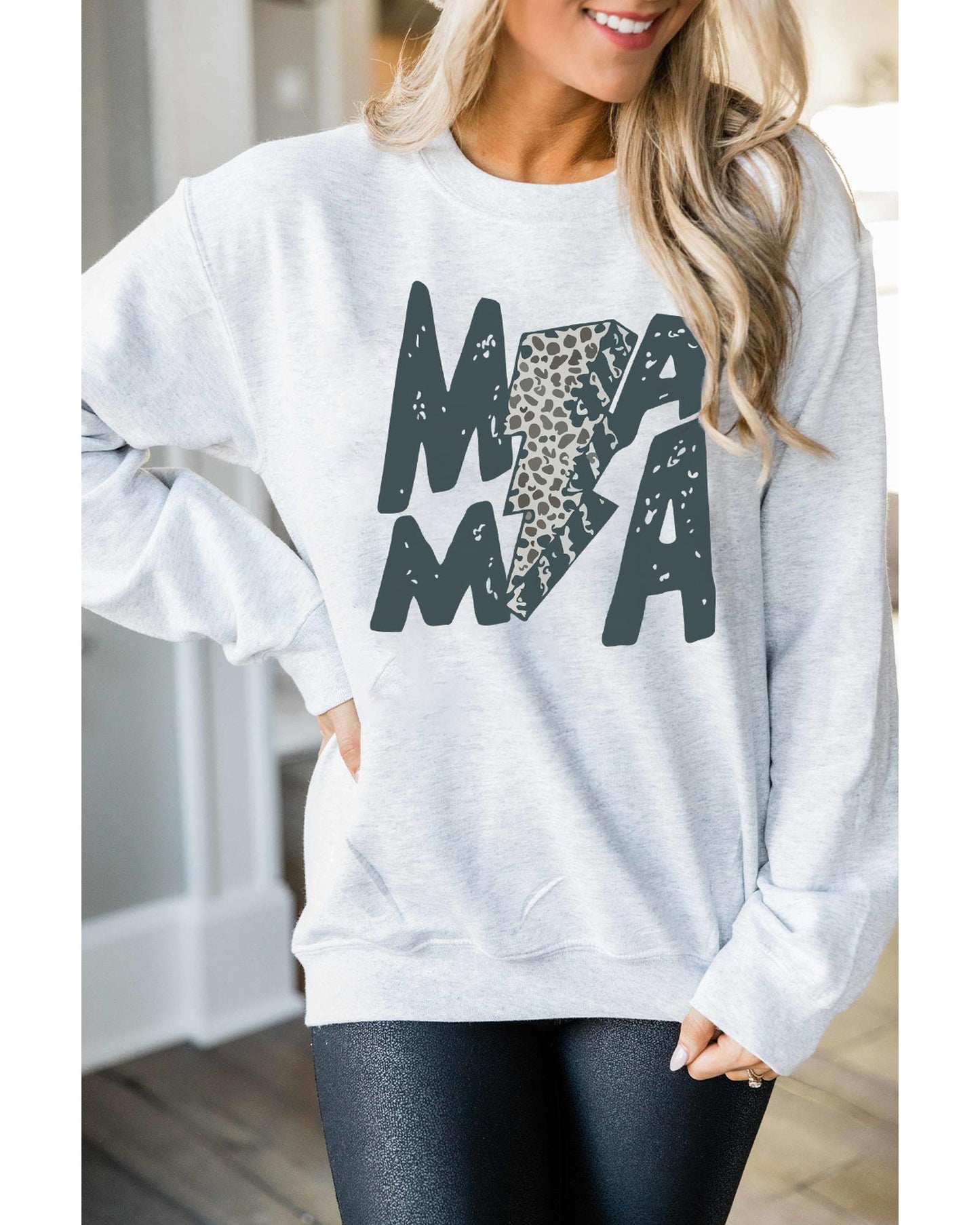 Azura Exchange Lightning Leopard Print Long Sleeve Sweatshirt - S