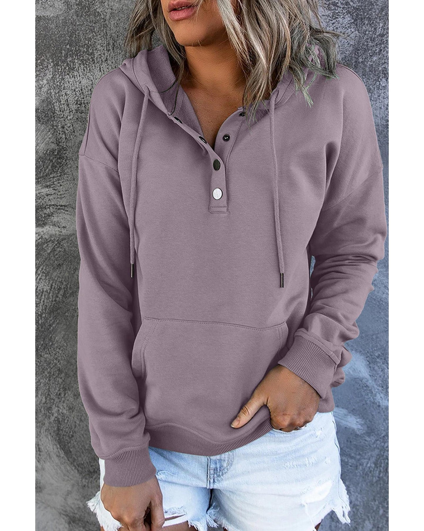 Azura Exchange Button Pullover Hoodie with Pocket - 2XL