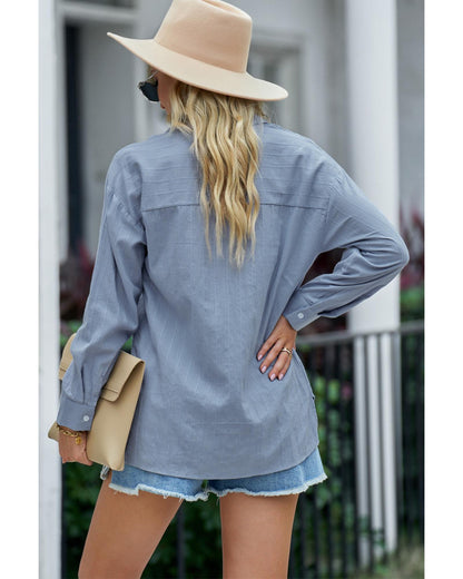Azura Exchange Buttoned Pocket Long Sleeve Shirt - M