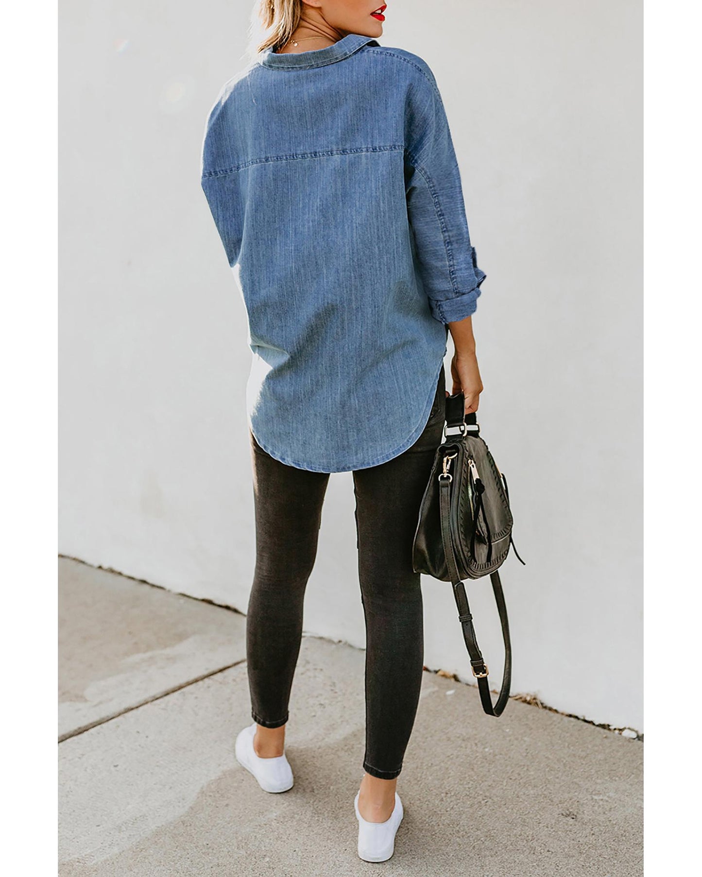 Azura Exchange Buttoned Long Sleeve Denim Shirt - S