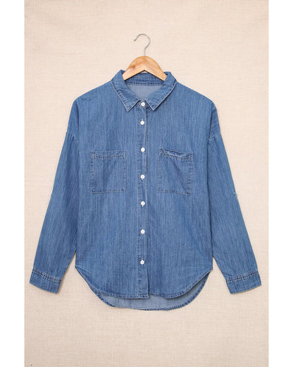 Azura Exchange Buttoned Long Sleeve Denim Shirt - S
