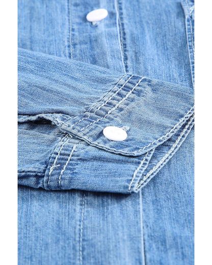 Azura Exchange Buttoned Long Sleeve Denim Shirt - XL