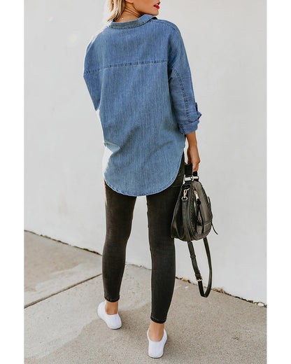 Azura Exchange Buttoned Long Sleeve Denim Shirt - XL