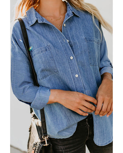 Azura Exchange Buttoned Long Sleeve Denim Shirt - XL