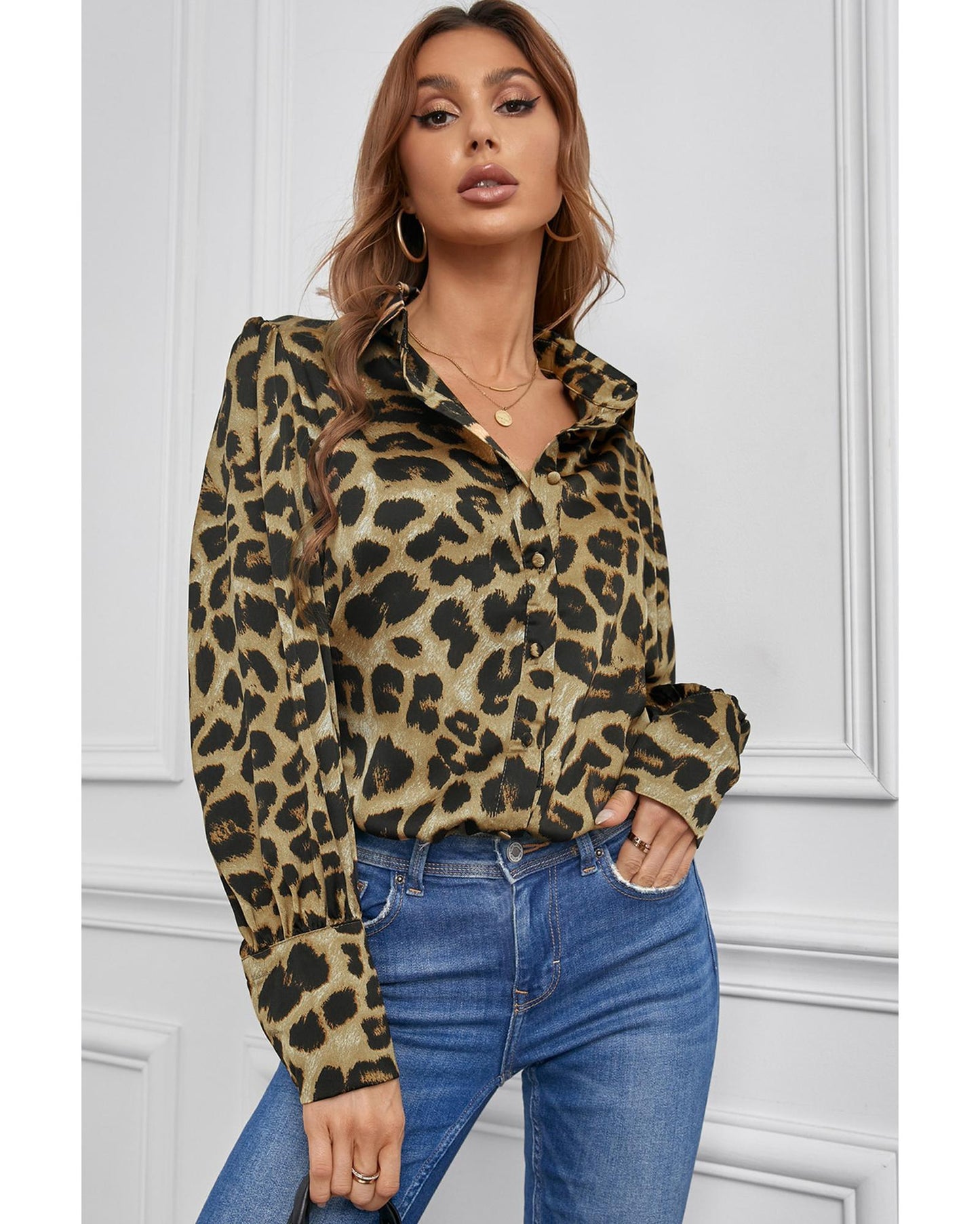 Azura Exchange Bubble Long Sleeve Button-up Shirt - L