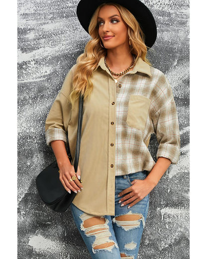 Azura Exchange Color Block Corduroy Shirt - S