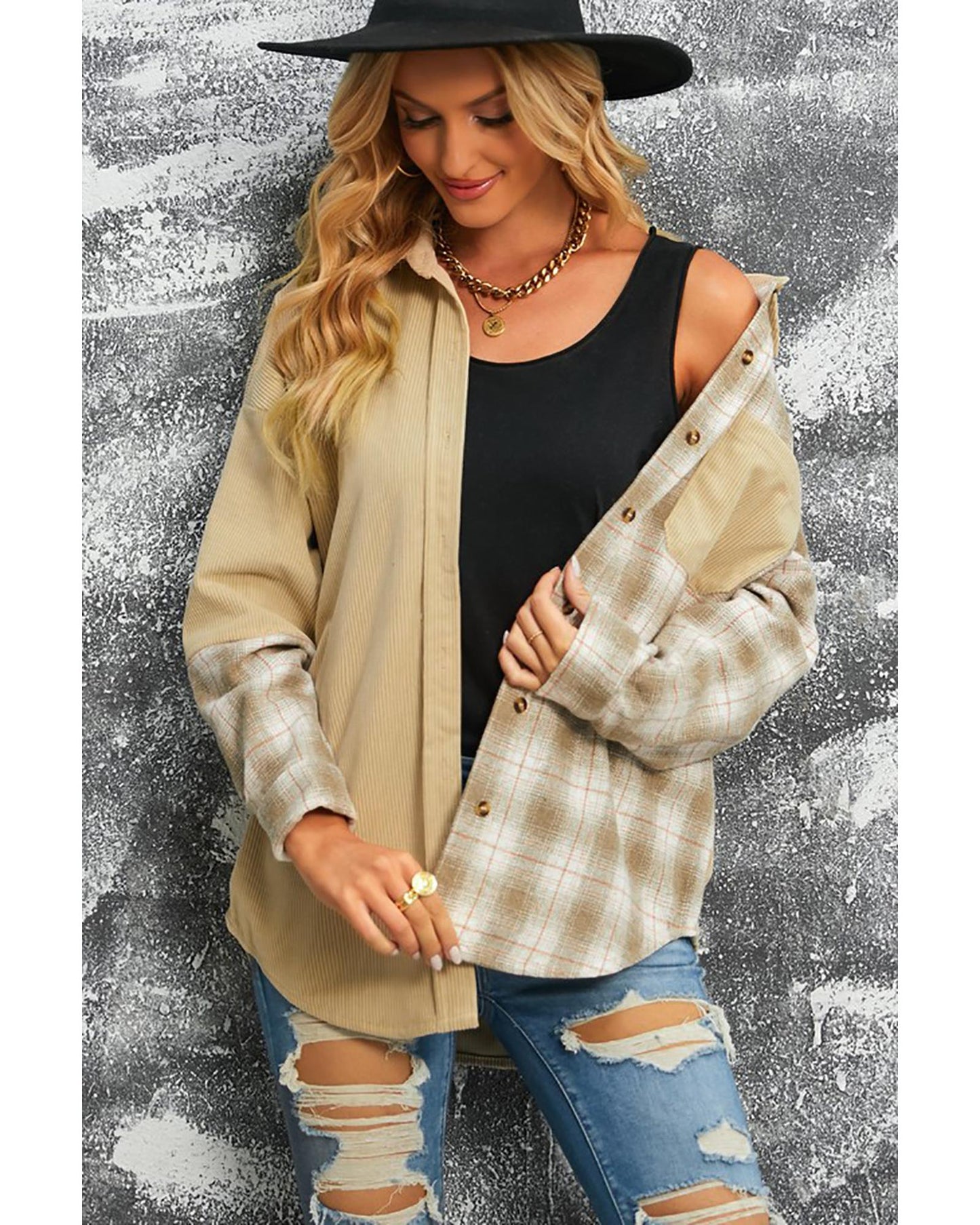 Azura Exchange Color Block Corduroy Shirt - S