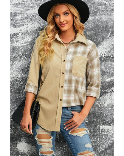 Azura Exchange Color Block Corduroy Shirt - S