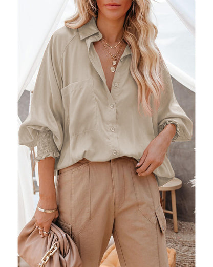 Azura Exchange Billowy Sleeves Pocketed Shirt - L