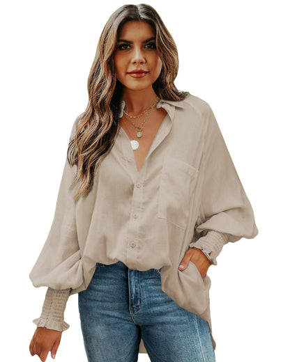 Azura Exchange Billowy Sleeves Pocketed Shirt - XL