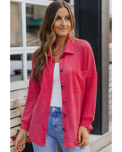 Azura Exchange Button Up Waffle Knit Casual Shirt - S