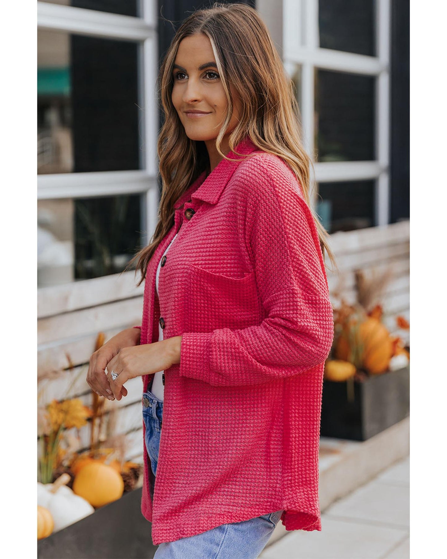 Azura Exchange Button Up Waffle Knit Casual Shirt - S