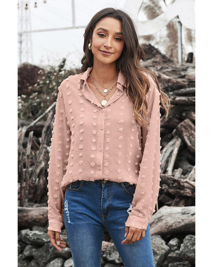 Azura Exchange Button Fuzzy Polka Dot Shirt - M