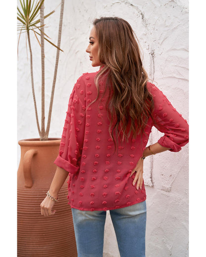 Azura Exchange Button Fuzzy Polka Dot Shirt - L