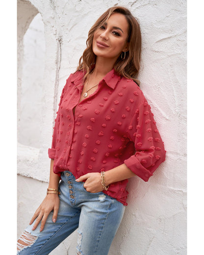 Azura Exchange Button Fuzzy Polka Dot Shirt - XL