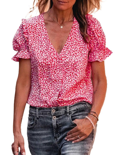 Azura Exchange Buttoned Ruffle Sleeve Shirt - L