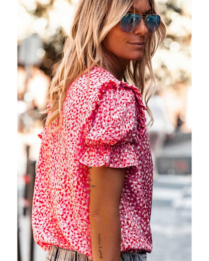 Azura Exchange Buttoned Ruffle Sleeve Shirt - S