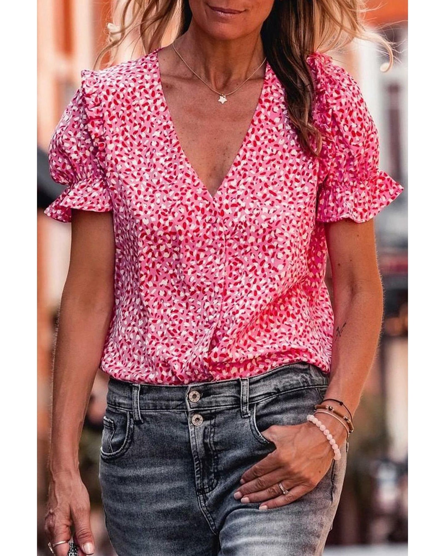 Azura Exchange Buttoned Ruffle Sleeve Shirt - XL