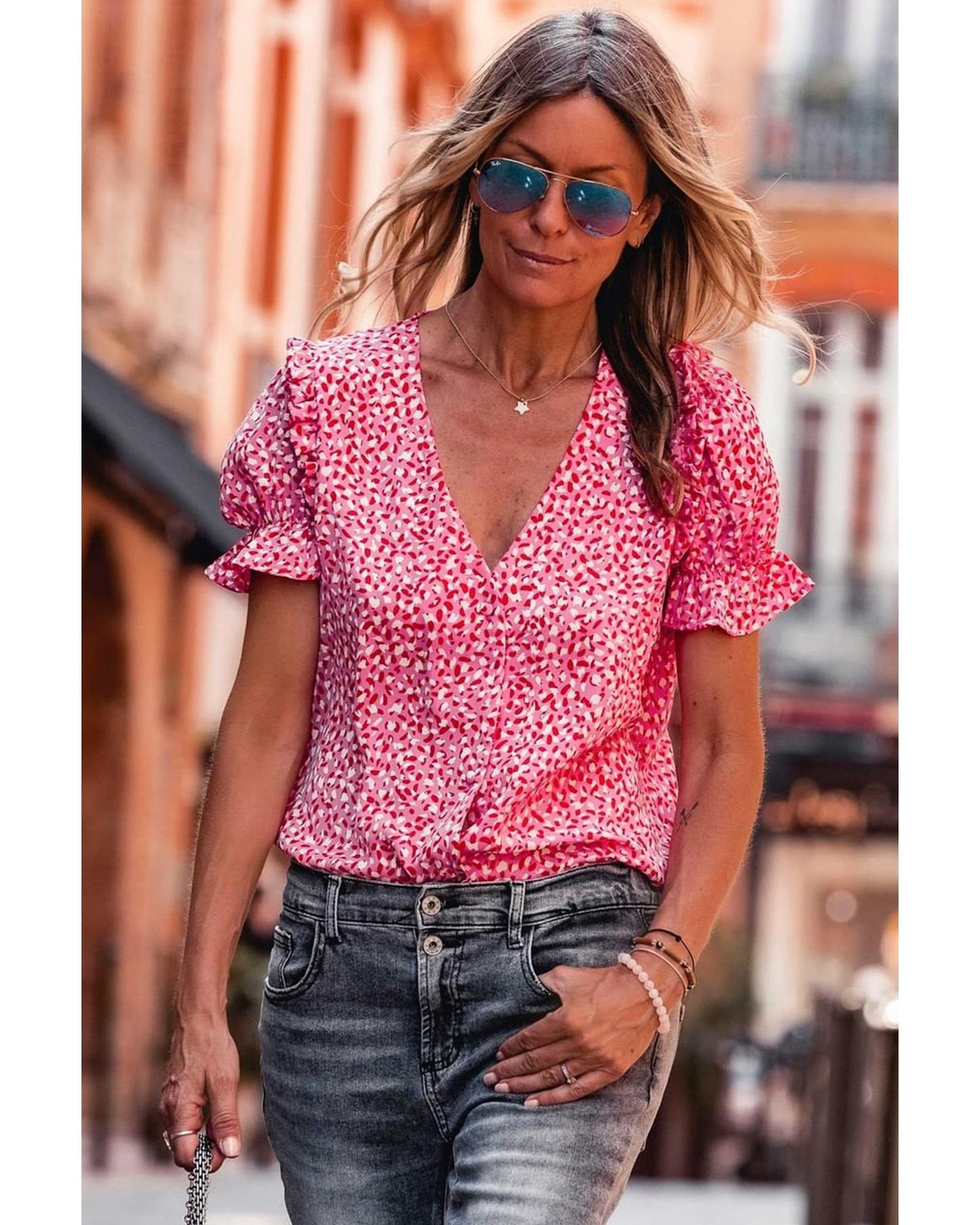 Azura Exchange Buttoned Ruffle Sleeve Shirt - XL