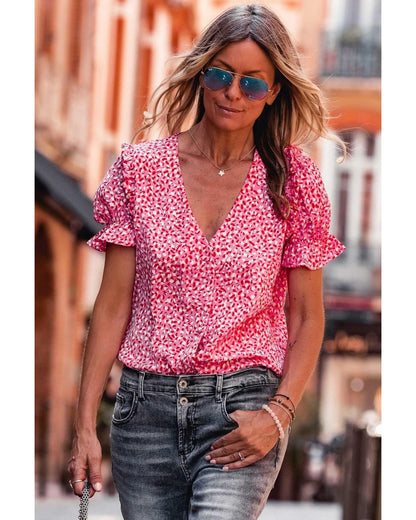 Azura Exchange Buttoned Ruffle Sleeve Shirt - XL