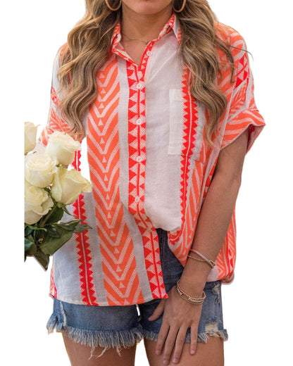 Azura Exchange Buttoned Geometric Striped Shirt - M