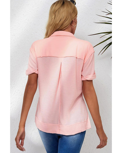 Azura Exchange Acid Wash Waffle Knit Buttoned Shirt - M