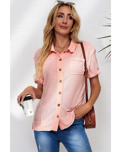 Azura Exchange Acid Wash Waffle Knit Buttoned Shirt - S