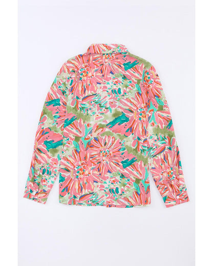 Azura Exchange Buttoned Sheath Long Sleeve Shirt with Abstract Floral Print - L