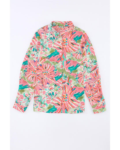 Azura Exchange Buttoned Sheath Long Sleeve Shirt with Abstract Floral Print - XL