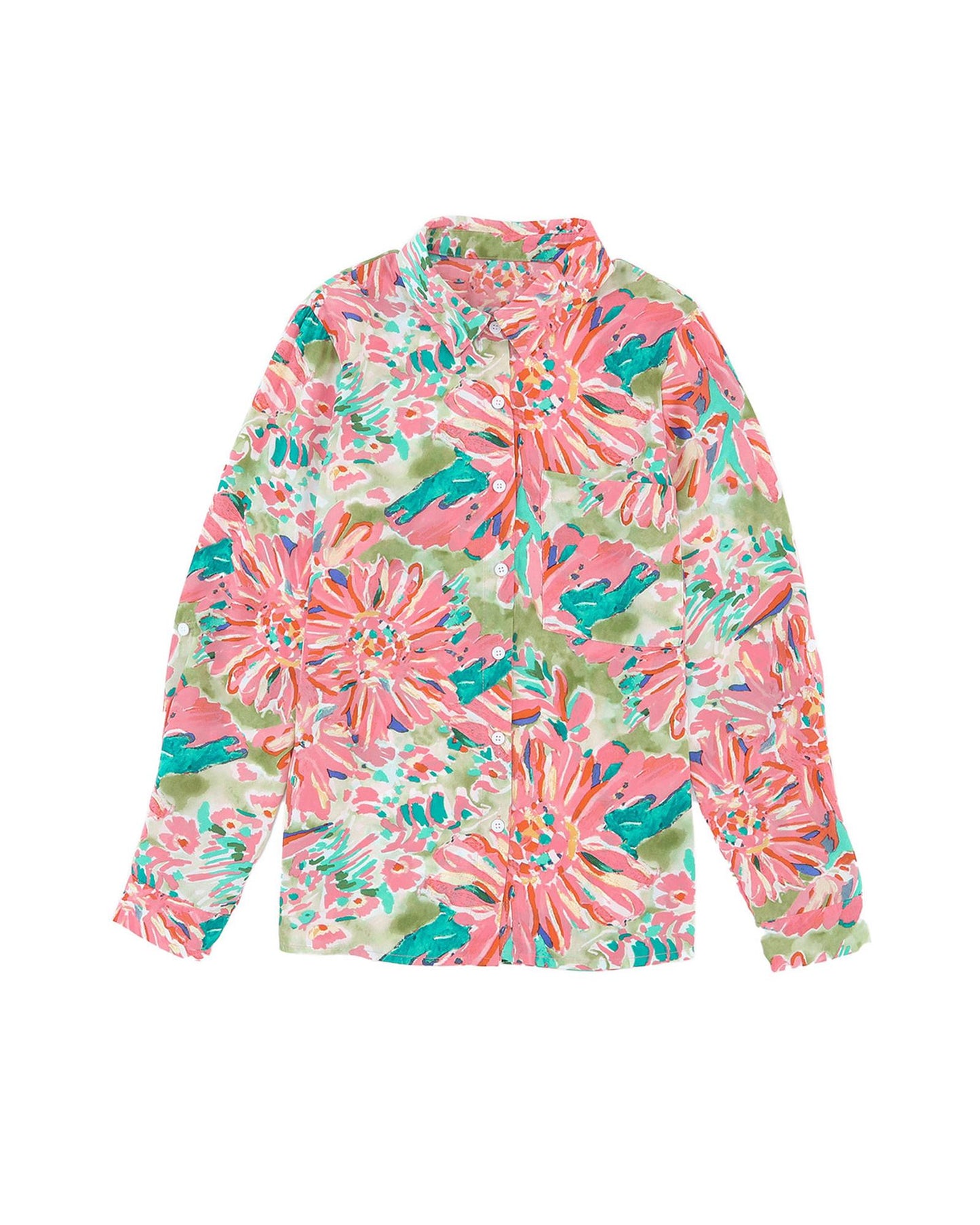 Azura Exchange Buttoned Sheath Long Sleeve Shirt with Abstract Floral Print - XL