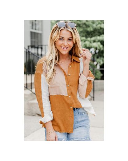 Azura Exchange Buttoned Raw Hem Textured Shirt - XL