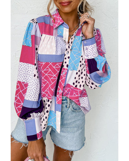 Azura Exchange Button Front Cuffed Sleeve Shirt - M