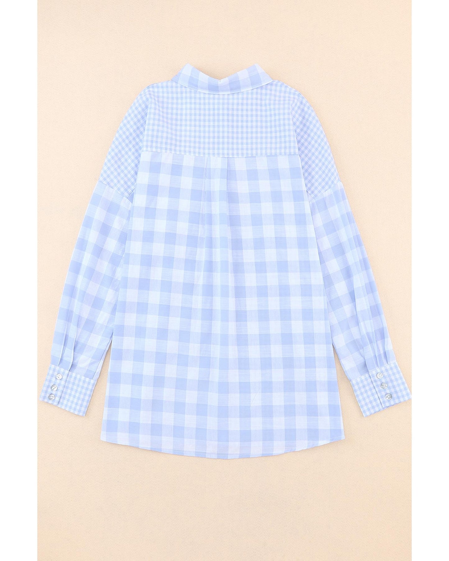 Azura Exchange Checked Patchwork Long Sleeve Shirt - L