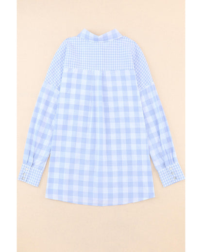 Azura Exchange Checked Patchwork Long Sleeve Shirt - M