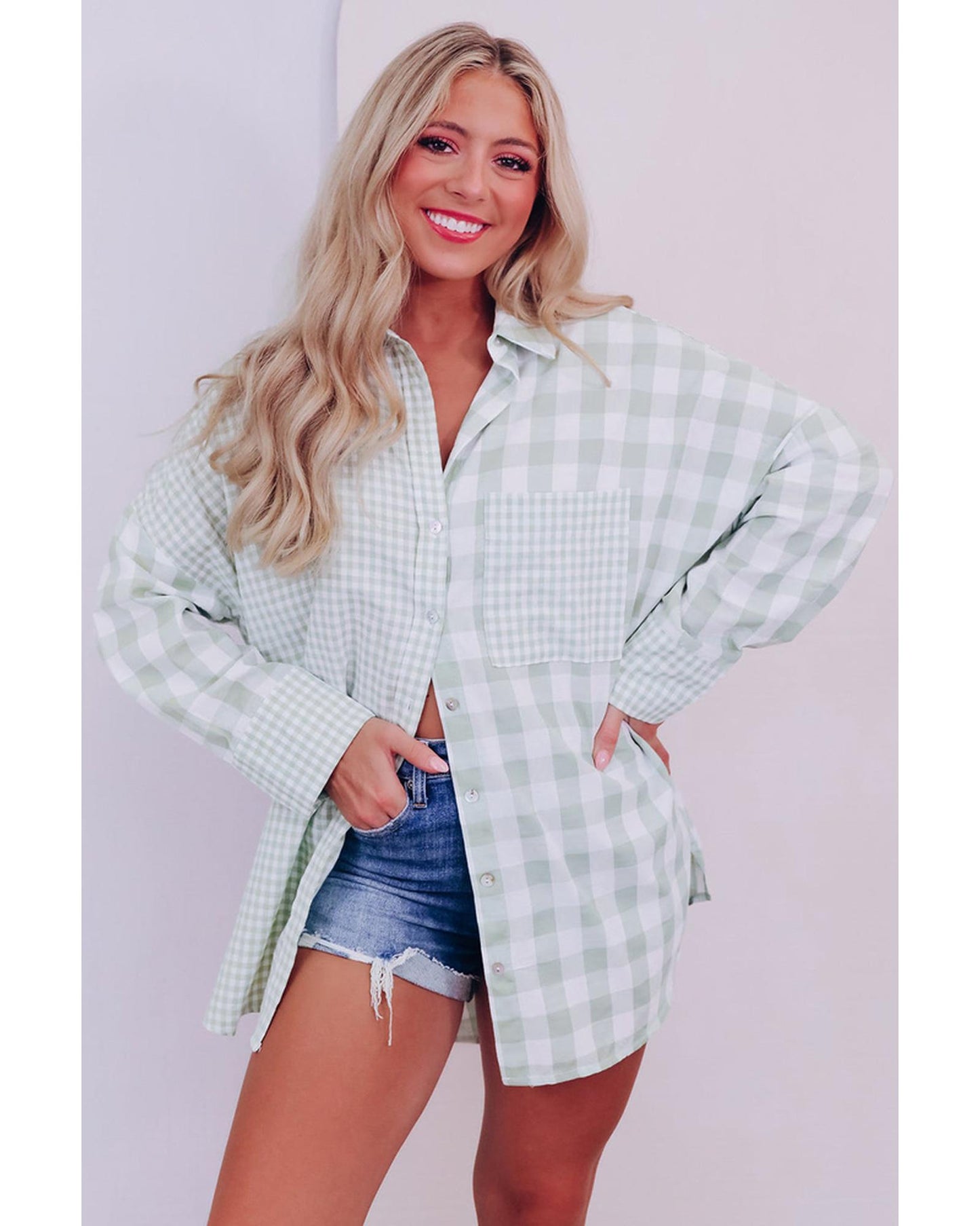 Azura Exchange Checked Patchwork Long Sleeve Shirt - XL