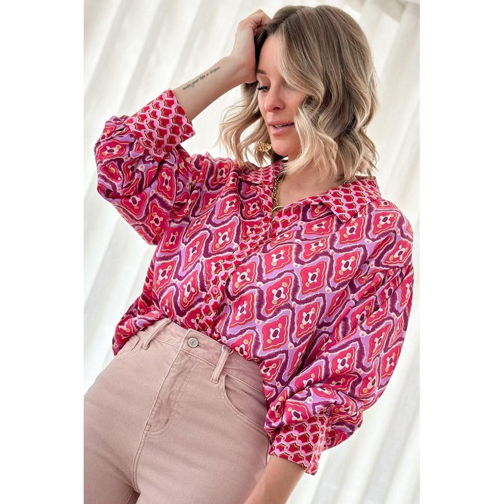 Azura Exchange Abstract Print Button Up Shirt - S