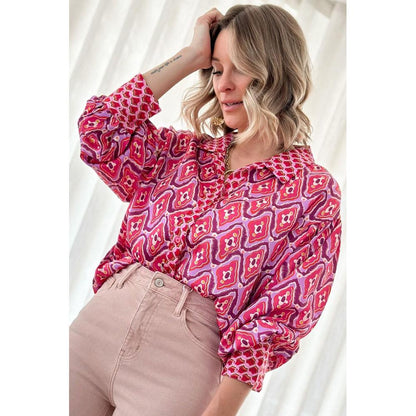 Azura Exchange Abstract Print Button Up Shirt - S