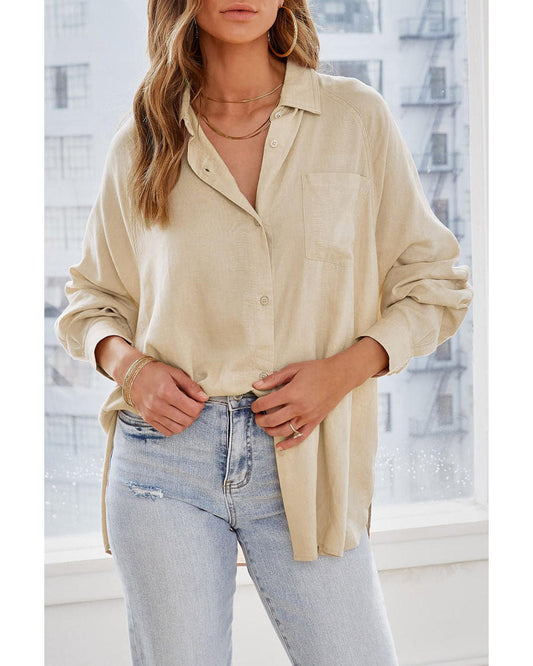 Azura Exchange Buttoned High Low Loose Shirt - 2XL