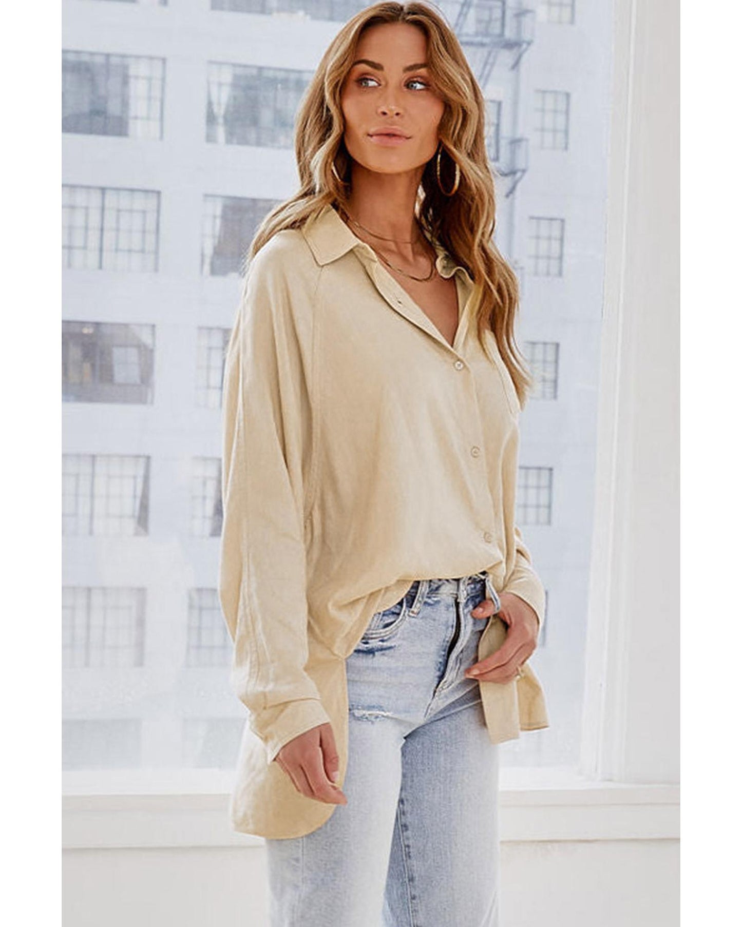 Azura Exchange Buttoned High Low Loose Shirt - 2XL