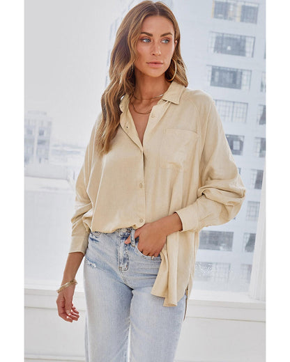 Azura Exchange Buttoned High Low Loose Shirt - M