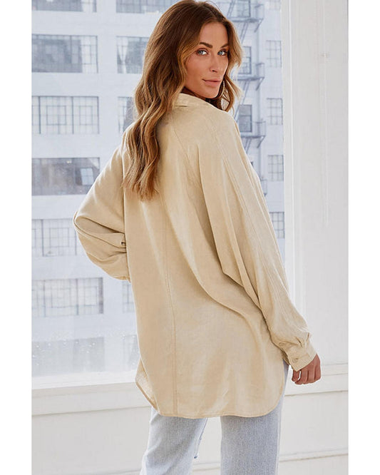 Azura Exchange Buttoned High Low Loose Shirt - S