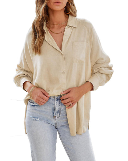 Azura Exchange Buttoned High Low Loose Shirt - XL