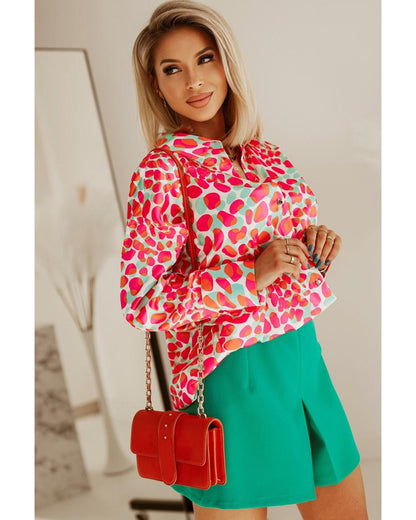 Azura Exchange Abstract Print Long Sleeve Buttoned Shirt - M