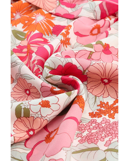 Azura Exchange Boho Flower Print Puff Sleeve Top - M