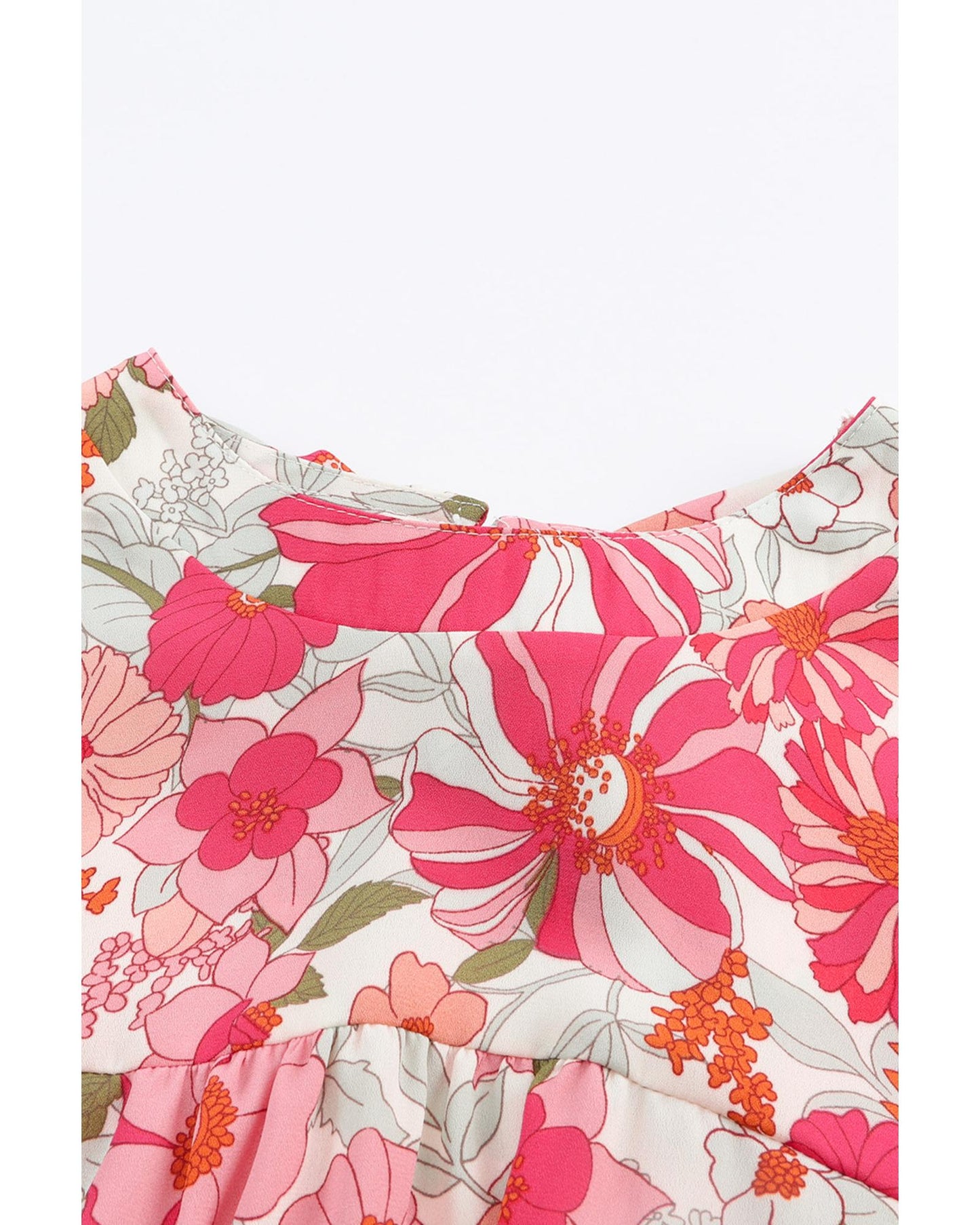 Azura Exchange Boho Flower Print Puff Sleeve Top - M