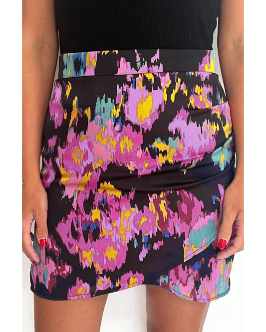 Azura Exchange Abstract Print Wrap Hem Mini Skirt - L