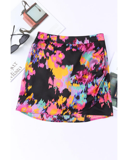 Azura Exchange Abstract Print Wrap Hem Mini Skirt - XL