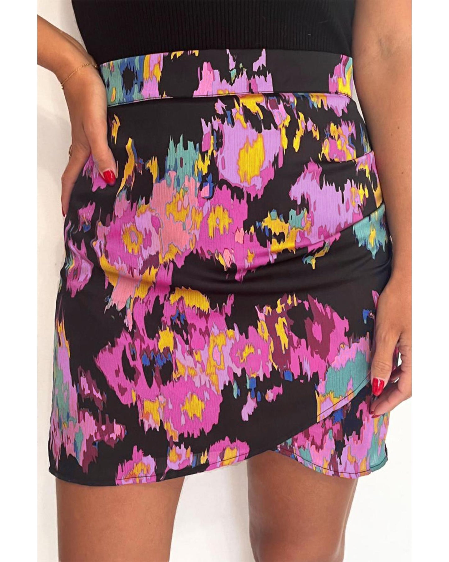 Azura Exchange Abstract Print Wrap Hem Mini Skirt - XL