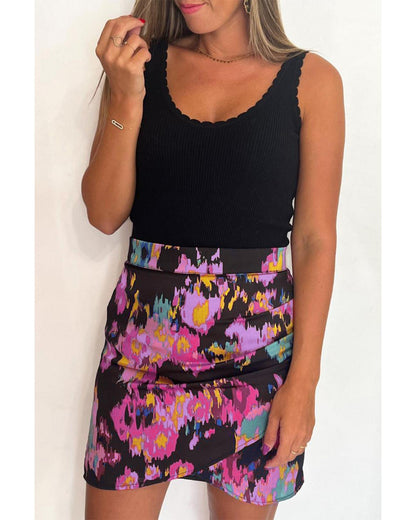 Azura Exchange Abstract Print Wrap Hem Mini Skirt - XL